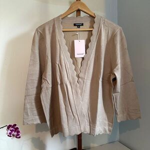 New Voianlimo Women's XL Knit Brown Fall Winter Long 3/4 Sleeve Cardigan Tops